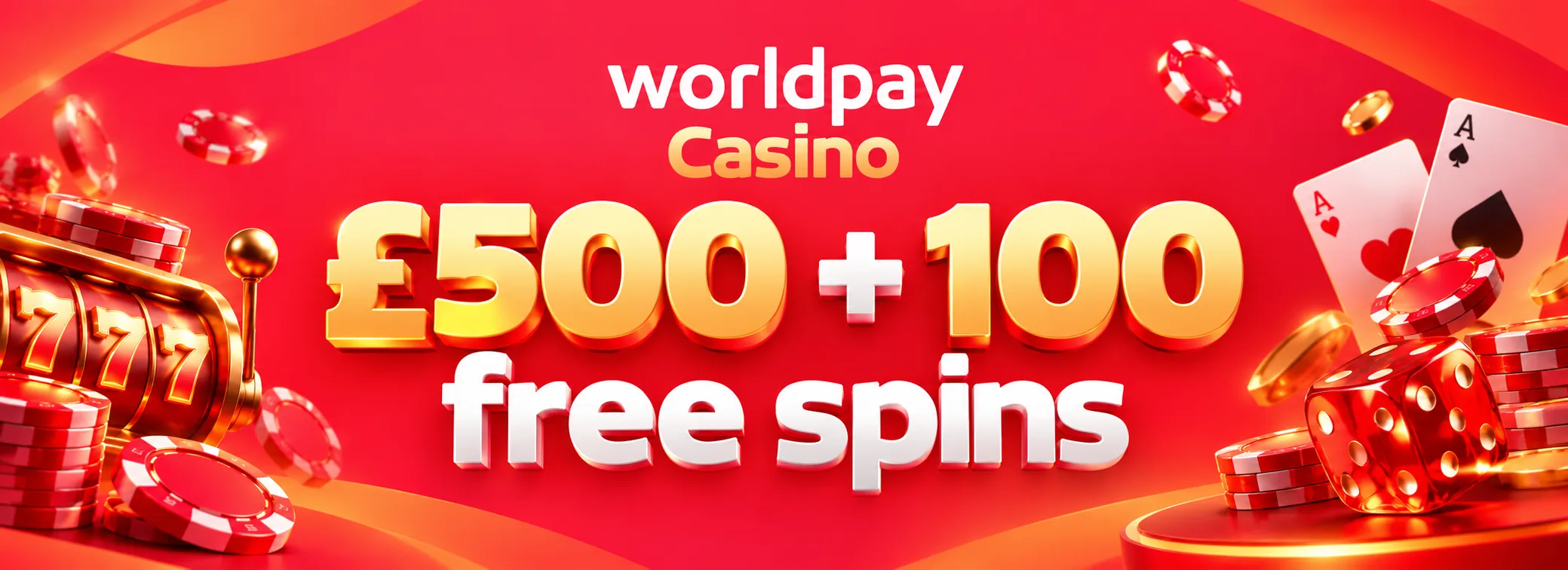 Worldpay Casino promotions showing £500 match and free spins